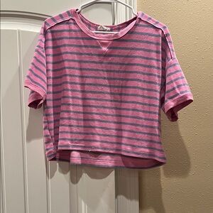 Striped Pink and Blue Crop Top